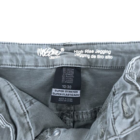 Mossimo Women Lt Gray Green Moto Button Fly Flap Pocket Super Stretch Jegging 10 - Picture 7 of 11